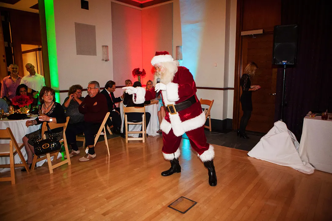 Santa pointing to the audience