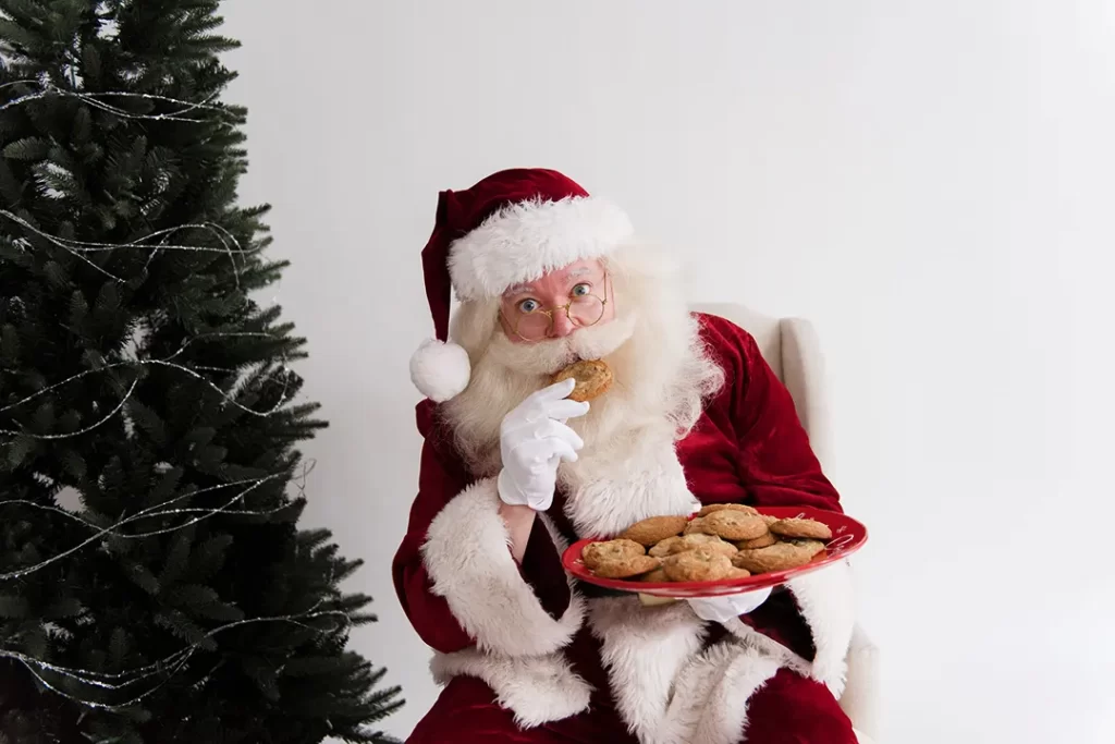 Santa eating cookies