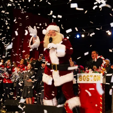 Santa on stage at Boston